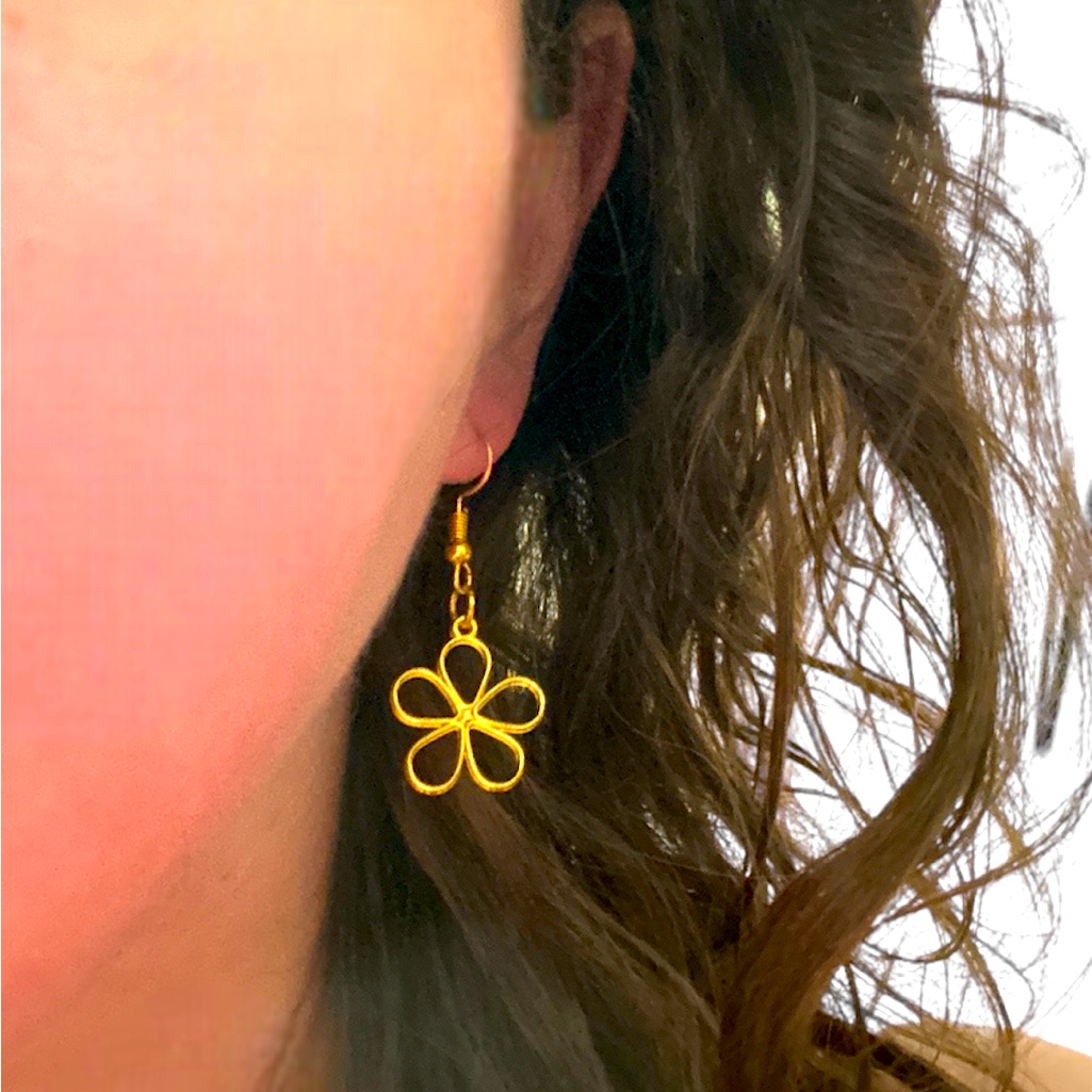 Gold Hollow Flower Fashion Earrings